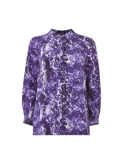 Whistles Glossy Leopard Raglan Blouse In Purple