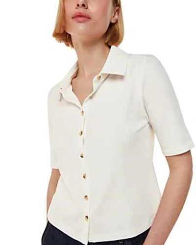 WHISTLES GRACE RIBBED POLO TOP