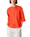 Whistles Womens Red Grandad-collar Linen Shirt In Orange
