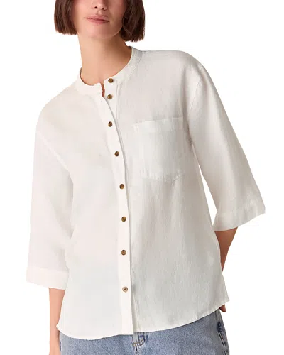 Whistles Grandad Linen Shirt In White