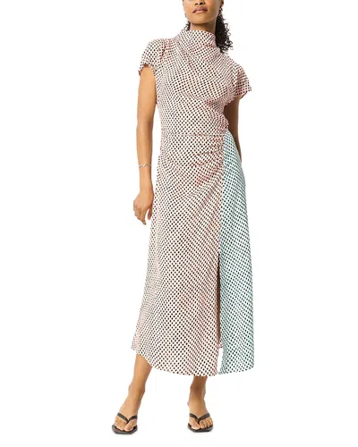 Whistles Graphic Check Cowl Neck Dress In Multi