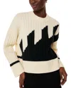 Whistles Graphic Intarsia Wool Blend Crewneck Knit Sweater In Ivory/multi