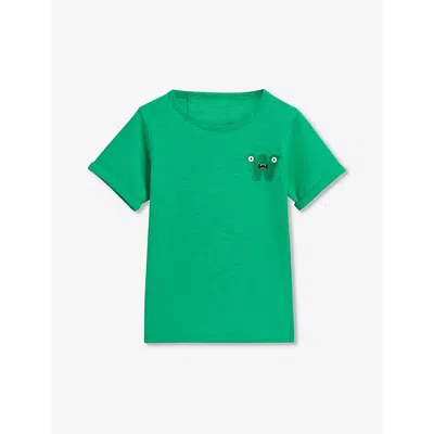 Whistles Boys Green Kids Monster Brand-embroidered T-shirt 3-9 Years