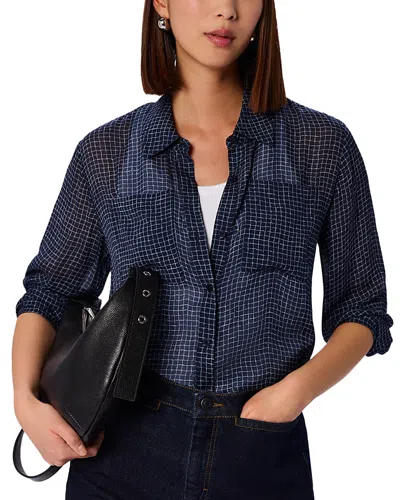 Whistles Grid Print Sheer Shirt In Multi