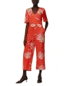 Whistles Womens Coral Aimee Hibiscus-print Short-sleeve Woven Jumpsuit In Coral