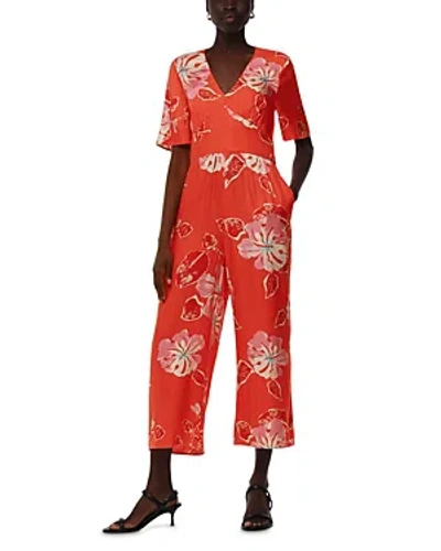 Whistles Hawaiian Print Aimee Jumpsuit In Red