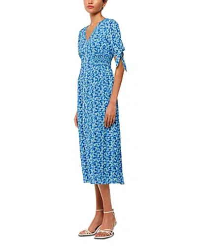 Whistles Hazy Coral Midi Dress In Blue