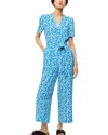 Whistles Hazy Coral Printed Jumpsuit In Blue/multi