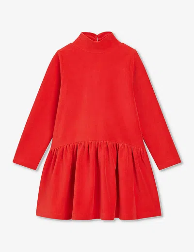 Whistles Girls Red Kids High-neck Ribbed Stretch-jersey Dress 3-12 Years