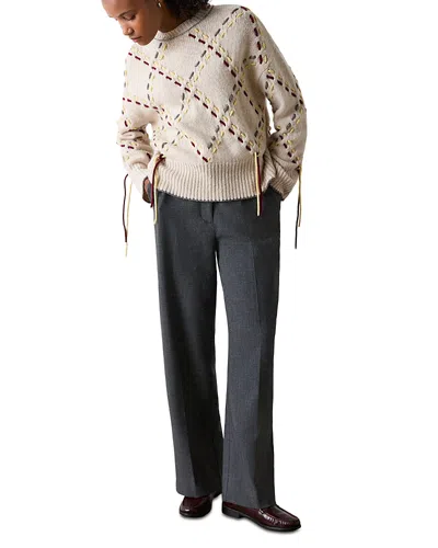 Whistles High Rise Straight Leg Pants In Blue