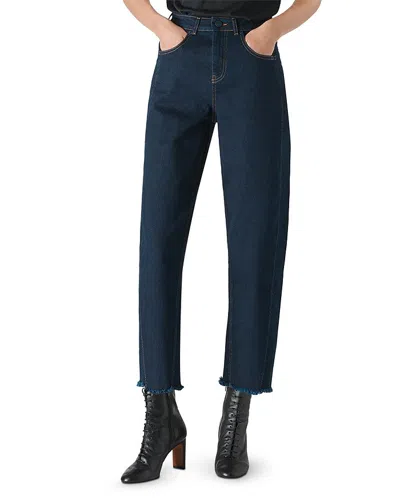 Whistles High-waist Barrel-leg Jeans In Dark Denim