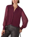 Whistles Hot Fix Sheer Shirt In Burgundy