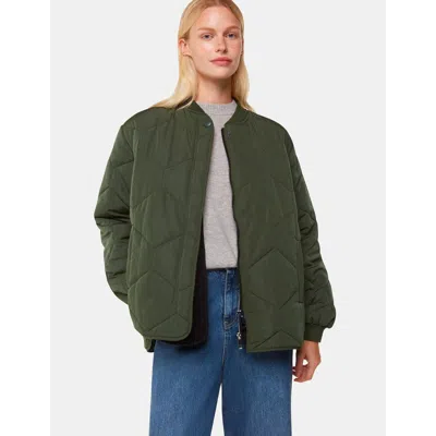 Whistles Ida Short Quilted Coat In Green
