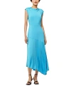 Whistles Womens Turquoise Iris Asymmetric-hem Stretch-jersey Midi Dress In Turquoise