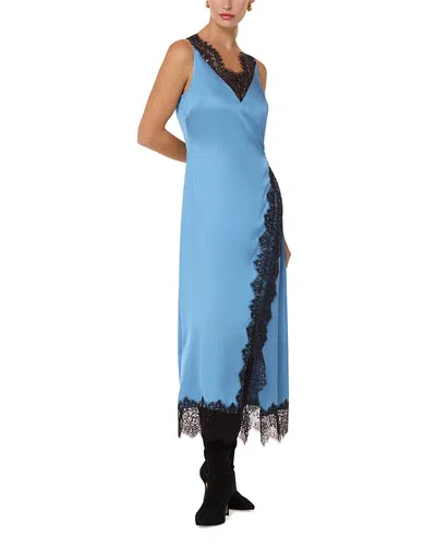 Whistles Iris Lace Wrap Dress In Blue Multi