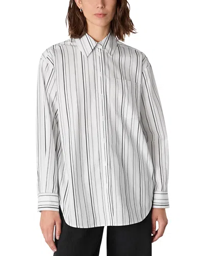 Whistles Irregular Stripe Relaxed Shirt In White