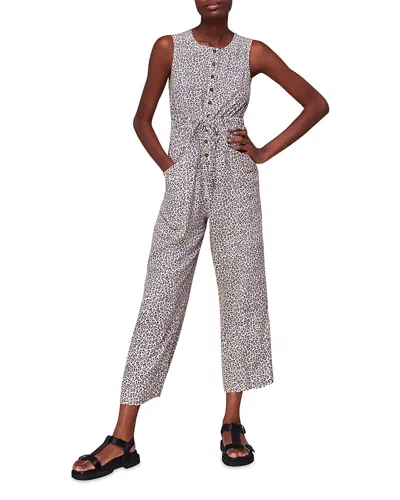 Whistles Womens Dashed Jess Leopard-print Woven Jumpsuit In Cream/black