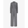 Whistles Womens Black Julia Stripe-pattern Cotton Jumpsuit In Black