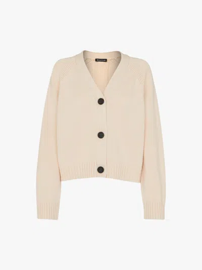 Whistles Karine Ribbed Trim Cardigan In Ivory