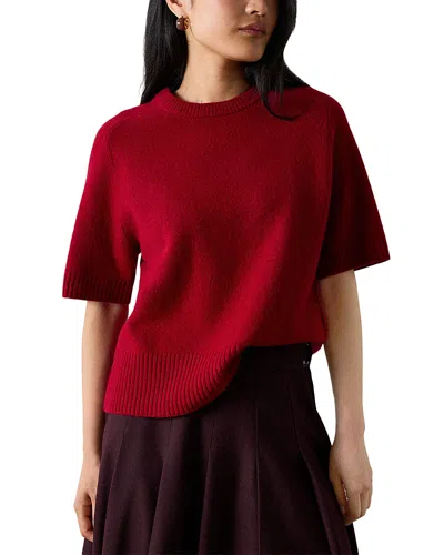 Whistles Knitted Wool Round Neck Tee In Red