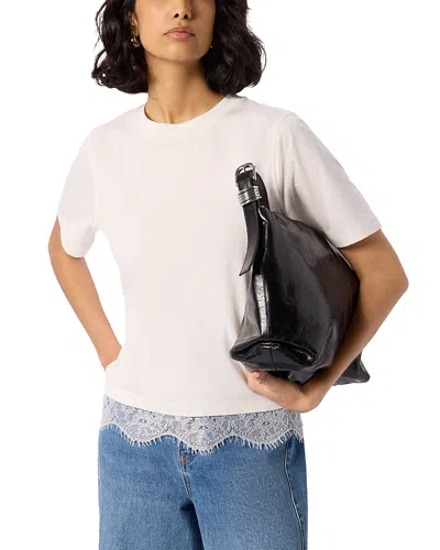 Whistles Lace Trim Detail Tee In White