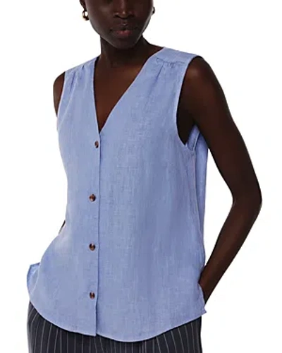 Whistles Laura Linen Tank Top In Blue