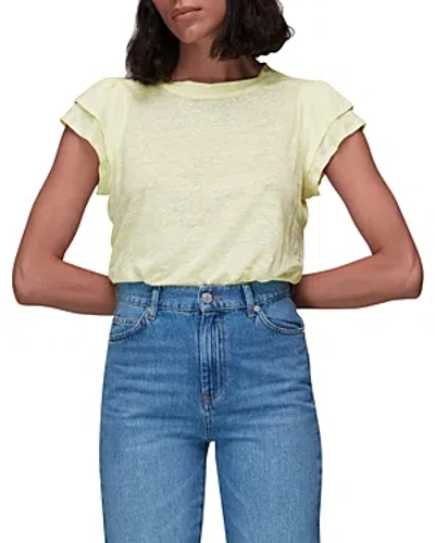 Whistles Laura Linen Tiered Sleeve Tee In Yellow