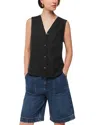 Whistles Womens Black Laura V-neck Relaxed-fit Linen Tank