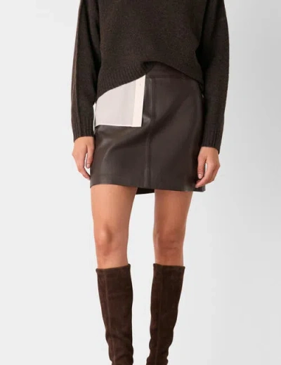 Whistles Leather A Line Skirt In Brown