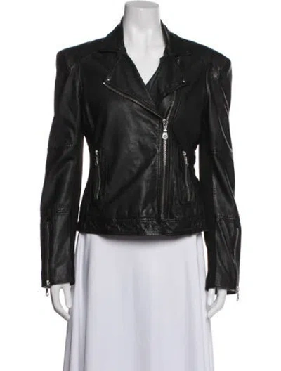 Pre-owned Whistles Leather Biker Jacket In Black