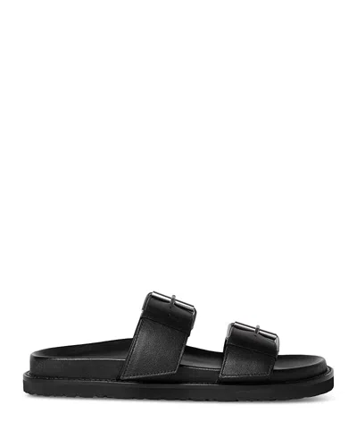 Whistles Leather Double Buckle Slides In Black