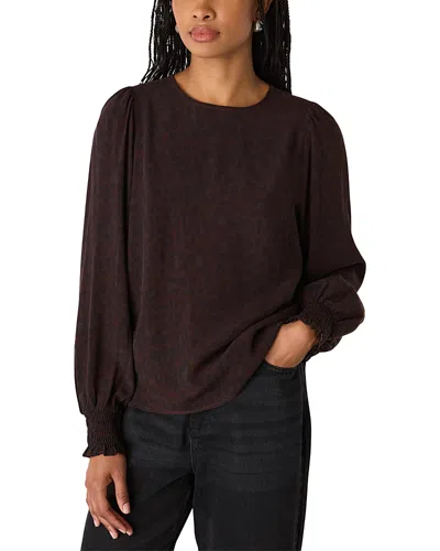 Whistles Leopard Shirred Cuff Blouse In Brown