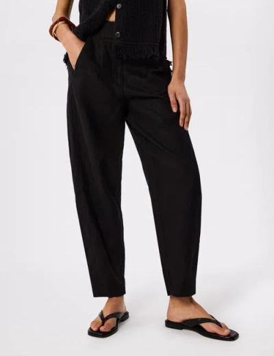 Whistles Linen Barrel Leg Trouser In Black