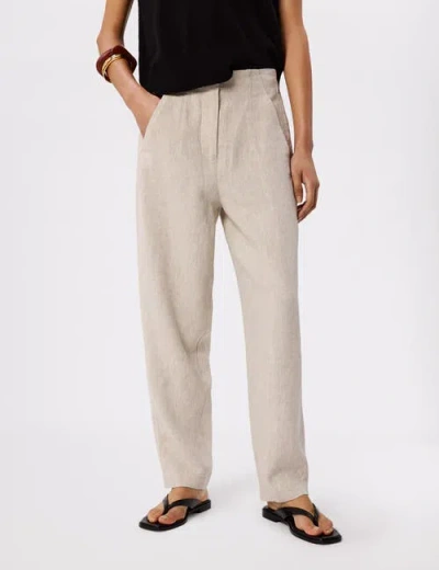 Whistles Linen Barrel Leg Trouser In Neutral