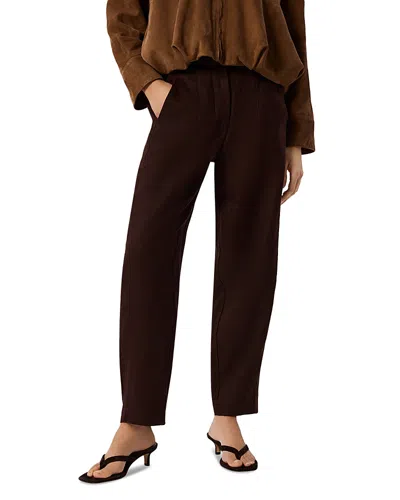 Whistles Linen Barrel Leg Trousers In Brown