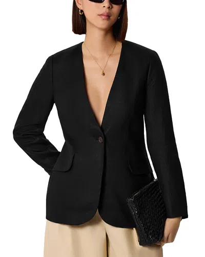 Whistles Linen Collarless Blazer In Black
