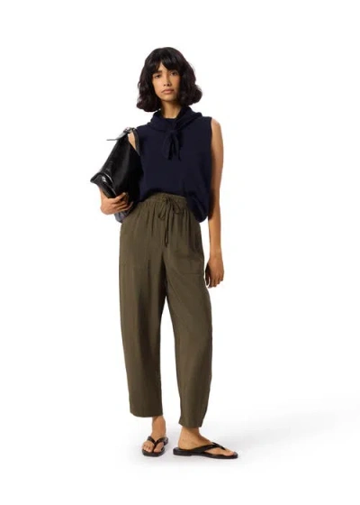 Whistles Linen Elasticated Trousers In Green