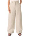 Whistles Petite Linen Stripe Trousers In Neutral