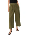 Whistles Cropped Wide-leg Mid-rise Linen Trousers In Green