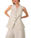 Whistles Womens Neutral Striped V-neck Linen Waistcoat In White