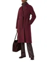 Whistles Long Belted Wool Coat In Burgundy