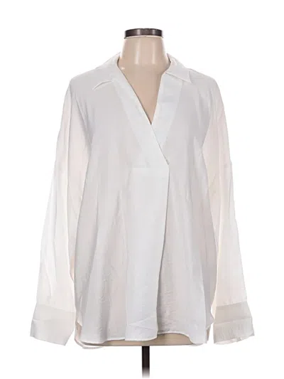 Pre-owned Whistles Long Sleeve Blouse In White