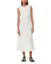 Whistles Womens Cream Lori Side-ruched Textured Stretch-cotton Midi Dress In Ivory