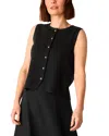 Whistles Lucy Button Front Knit Tank Top In Black