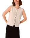 Whistles Lucy Button Front Knit Tank Top In Oatmeal
