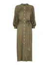 Whistles Mabel Topstitch Dress In Khaki
