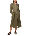 Whistles Mabel Topstitch Dress In Khaki