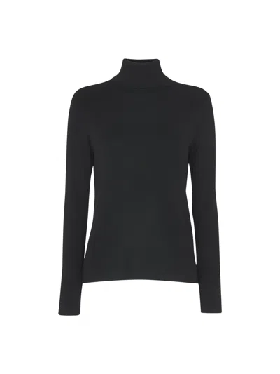 Whistles Womens Black Maja Long-sleeve Polo-neck Cotton Jumper