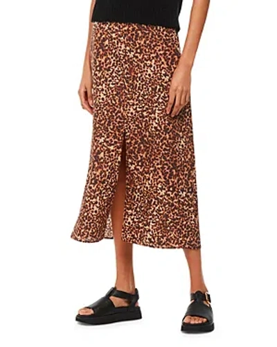 Whistles Marble Spot Front Split Skirt In Animal Print