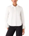 Whistles Marcy Pleated Cuff Shirt In White